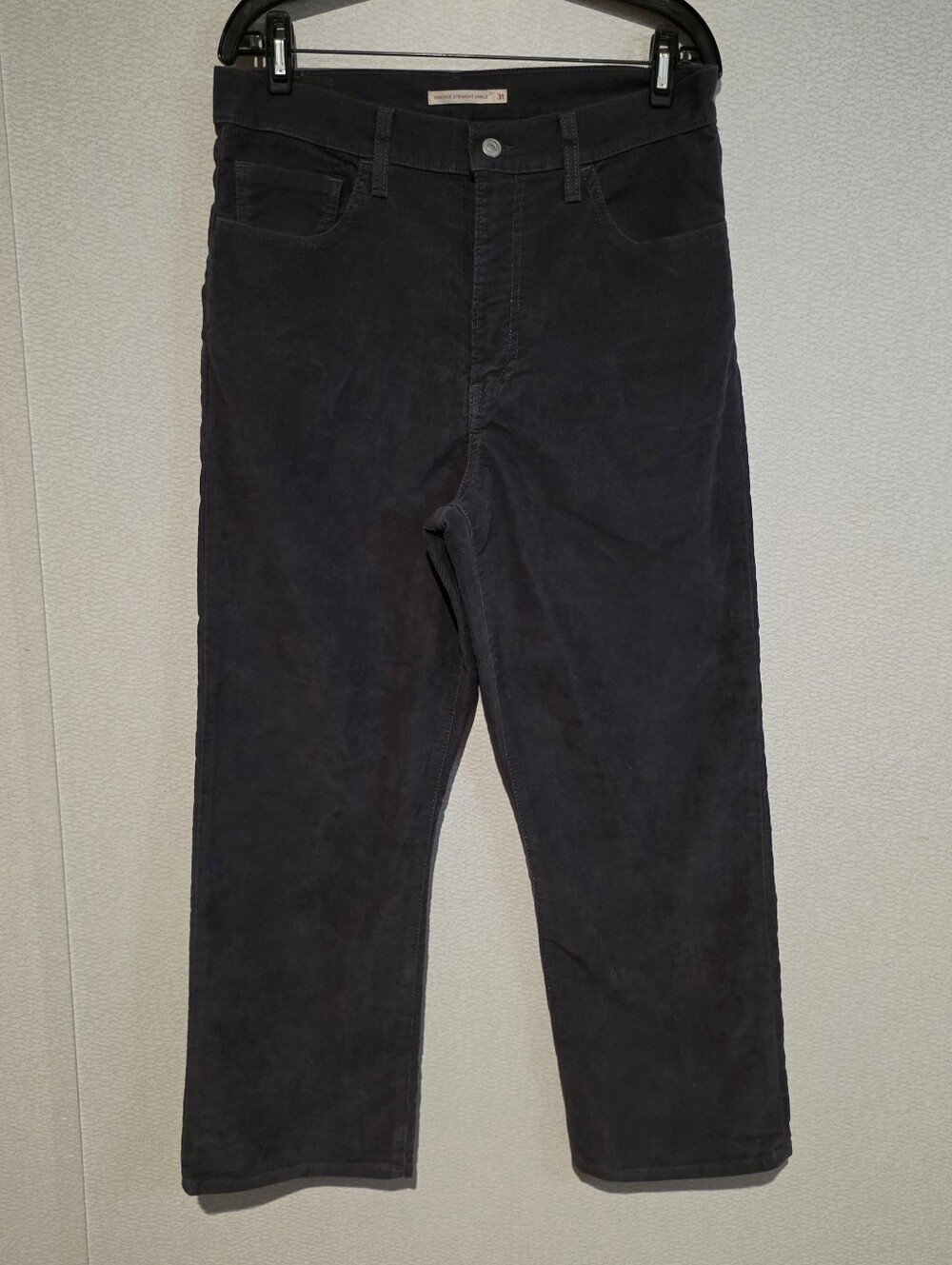 Levi's Ribcage Straight Ankle Corduroy Pants Black High Rise Size 31